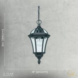 Happy Homewares Black Exterior Hanging Porch Lantern Pendant Light - thumbnail 3