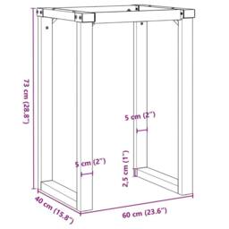 Berkfield Home Dining Table Legs O-Frame 60x40x73 cm Steel in Black - Size: 60 x 40 x 73 cm - thumbnail 9
