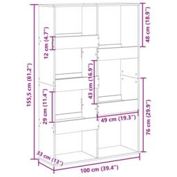 Berkfield Home Room Divider Concrete Grey 100x33x155.5 cm Engineered Wood - thumbnail 9
