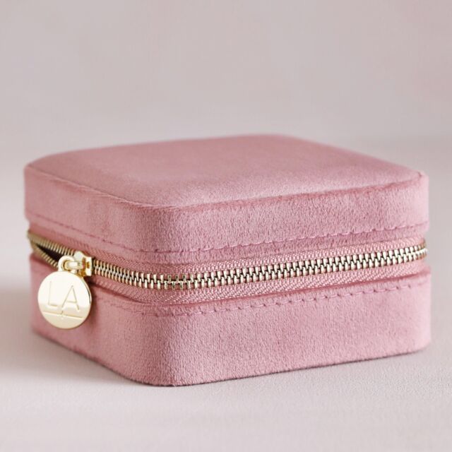 Lisa Angel Women's Rose Pink Velvet Square Travel Jewellery Case in Dusty Pink - image 1
