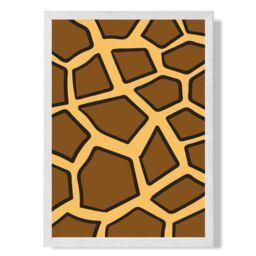 ARTZE Cute Cartoon Style Giraffe Print Framed Print SIZE: A4 with White Frame in Brown
