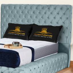 UK Bed Furniture Ambassador Ottoman Gas Lift Upholstered Bed with 54 Inch Headboard in Light Blue - Size: Small Double - thumbnail 2