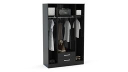 Birlea Lynx 4 Door 2 Drawer Wardrobe With Mirror in Black - thumbnail 5