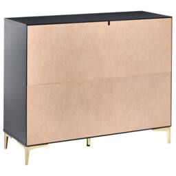 Wyld and Coco Black Six-Drawer Chest with Fluted Fronts and Gold Metal Handles - thumbnail 6