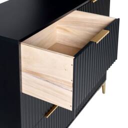 Wyld and Coco Black Six-Drawer Chest with Fluted Fronts and Gold Metal Handles - thumbnail 7