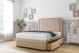 "Comfort Beds Anna Plush Divan Set 2 Drawers-26"" Headboard-Footboard in Stone - Size: Small Single" - thumbnail 2