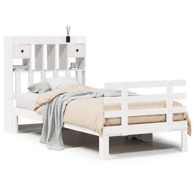 Berkfield Home Bookcase Bed without Mattress White 90x200cm Solid Wood Pine - Size: 90x200 cm - image 1