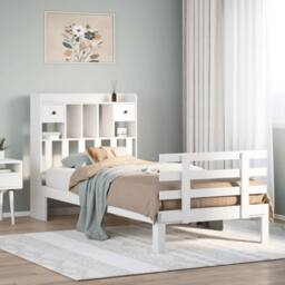 Berkfield Home Bookcase Bed without Mattress White 90x200cm Solid Wood Pine - Size: 90x200 cm - thumbnail 2