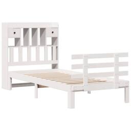Berkfield Home Bookcase Bed without Mattress White 90x200cm Solid Wood Pine - Size: 90x200 cm - thumbnail 3