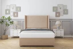 "Sloomy Devonshire Plush Divan Set No Drawers-54"" Wingback in Stone - Size: Double" - thumbnail 1