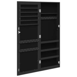 Berkfield Home Mirror Jewellery Cabinet Wall Mounted Black 37.5x10x106 cm - thumbnail 5