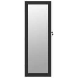 Berkfield Home Mirror Jewellery Cabinet Wall Mounted Black 37.5x10x106 cm - thumbnail 4