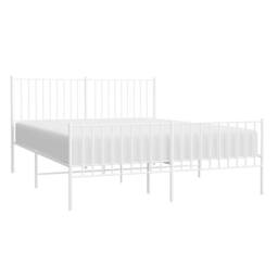 Berkfield Home Metal Bed Frame with Headboard & Footboard White 160x200 cm - thumbnail 4