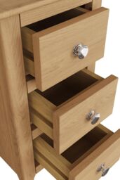 FWStyle Slim 3 Drawer Bedside Table Nightstand Natural Oak Veneer Finish in Brown - thumbnail 2