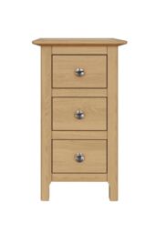 FWStyle Slim 3 Drawer Bedside Table Nightstand Natural Oak Veneer Finish in Brown - thumbnail 4