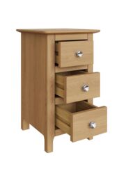 FWStyle Slim 3 Drawer Bedside Table Nightstand Natural Oak Veneer Finish in Brown - thumbnail 3