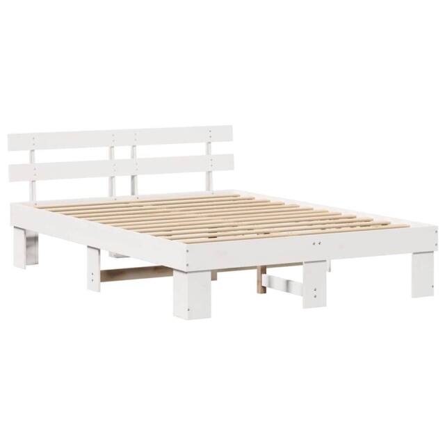 Berkfield Home Bed Frame with Headboard White 160x200 cm Solid Wood Pine - image 1