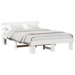 Berkfield Home Bed Frame with Headboard White 160x200 cm Solid Wood Pine - thumbnail 3