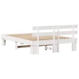 Berkfield Home Bed Frame with Headboard White 160x200 cm Solid Wood Pine - thumbnail 7