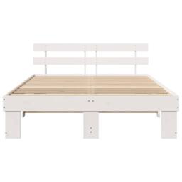 Berkfield Home Bed Frame with Headboard White 160x200 cm Solid Wood Pine - thumbnail 5
