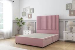 "Comfort Beds Denver Plush Divan Set No Drawers-26"" Headboard in Pink - Size: Double" - thumbnail 3