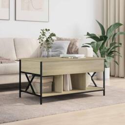 Berkfield Home Comfortable Coffee Table Sonoma Oak 100x55x50 cm Engineered Wood in Light Tan - Size: 100 x 55 x 50 cm - thumbnail 1