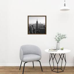 "Artery8 Wall Art Print New York Empire State Building City Black White Photo Square Framed Picture 16X16 Inch in Brown - Size: W16"" x H16""" - thumbnail 2