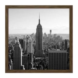 "Artery8 Wall Art Print New York Empire State Building City Black White Photo Square Framed Picture 16X16 Inch in Brown - Size: W16"" x H16""" - thumbnail 1