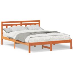 Berkfield Home with Headboard Brown 150 x 200 cm Pine wood - thumbnail 4