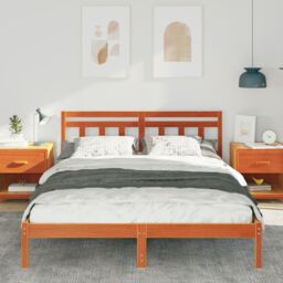 Berkfield Home with Headboard Brown 150 x 200 cm Pine wood - thumbnail 5