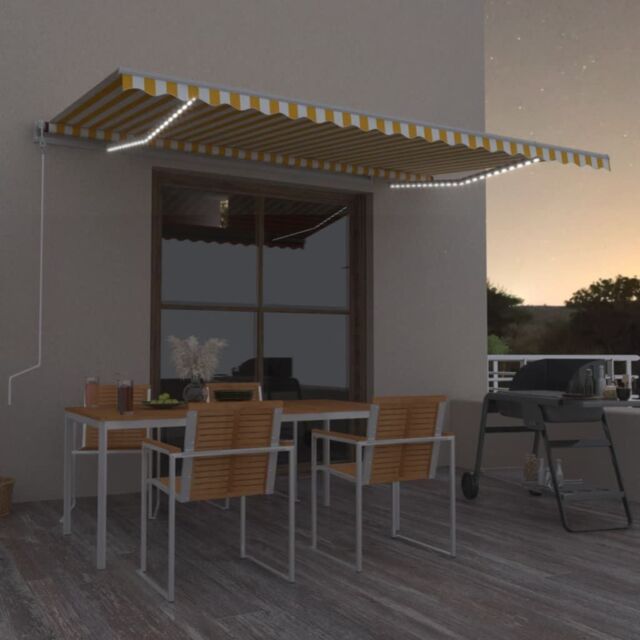 Berkfield Home Manual Retractable Awning with LED 500x300 cm Yellow & White - image 1