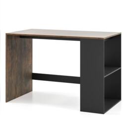 Gymax Wooden Office Desk Writing Desk with Storage 2 Open Shelves Legroom in Brown - thumbnail 8