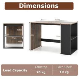 Gymax Wooden Office Desk Writing Desk with Storage 2 Open Shelves Legroom in Brown - thumbnail 2