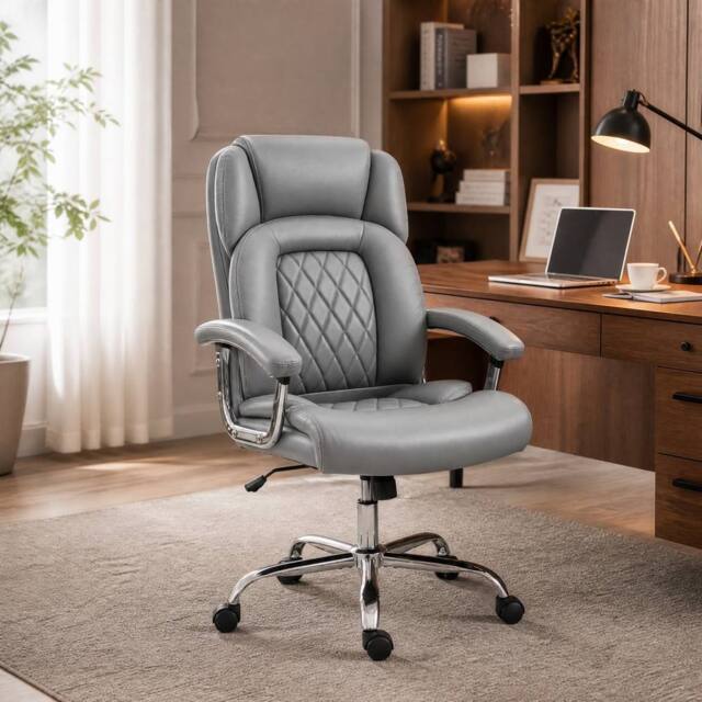 STILVORA Big & Tall Office Chair with Spring Cushion, Grey - image 1