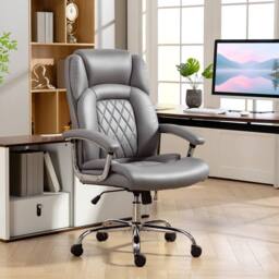 STILVORA Big & Tall Office Chair with Spring Cushion, Grey - thumbnail 2