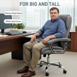 STILVORA Big & Tall Office Chair with Spring Cushion, Grey - thumbnail 8