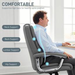 STILVORA Big & Tall Office Chair with Spring Cushion, Grey - thumbnail 7