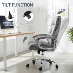 STILVORA Big & Tall Office Chair with Spring Cushion, Grey - thumbnail 9