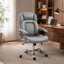 STILVORA Big & Tall Office Chair with Spring Cushion, Grey