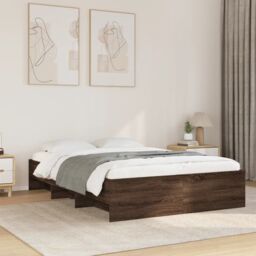 Berkfield Home Bed Frame without Mattress Brown Oak 120x190 cm Small Double Engineered Wood - thumbnail 1