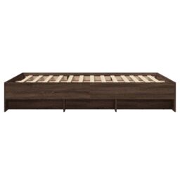 Berkfield Home Bed Frame without Mattress Brown Oak 120x190 cm Small Double Engineered Wood - thumbnail 6