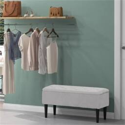 "Nordara 15"" Ottoman Storage Box with Wooden Legs Grey - Size: 90 cm x 35 cm" - thumbnail 7