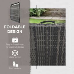 OUTSUNNY Folding Rattan Sun Lounger Outdoor Chair with Cushion & Pillow in Grey - thumbnail 8