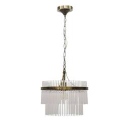 First Choice Lighting Set of 2 Georgia - Antique Brass with Glass Ceiling Pendant Lights in Bronze - thumbnail 3