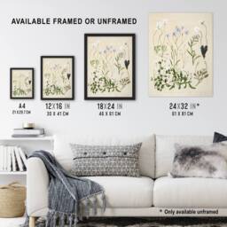 Artery8 New Zealand Perennial Wild Flowers Featon Framed Wall Art Print in Beige - Size: A4 - thumbnail 3