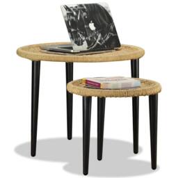 Berkfield Home Beautiful Coffee Table Set 2 Pieces Natural Jute in Beige - thumbnail 6