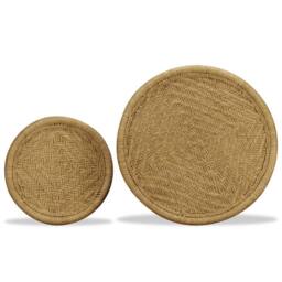 Berkfield Home Beautiful Coffee Table Set 2 Pieces Natural Jute in Beige - thumbnail 7