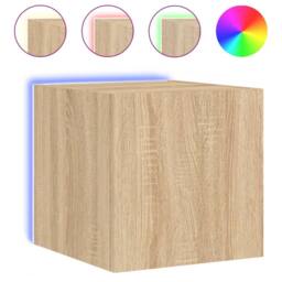 Berkfield Home TV Wall Cabinets with LED Lights 2 pcs Sonoma Oak 30.5x35x30 cm in Light Tan - thumbnail 7
