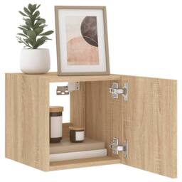 Berkfield Home TV Wall Cabinets with LED Lights 2 pcs Sonoma Oak 30.5x35x30 cm in Light Tan - thumbnail 6