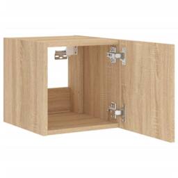 Berkfield Home TV Wall Cabinets with LED Lights 2 pcs Sonoma Oak 30.5x35x30 cm in Light Tan - thumbnail 9